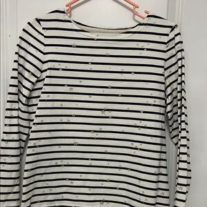 Joules Navy and White Striped Long Sleeve Tee